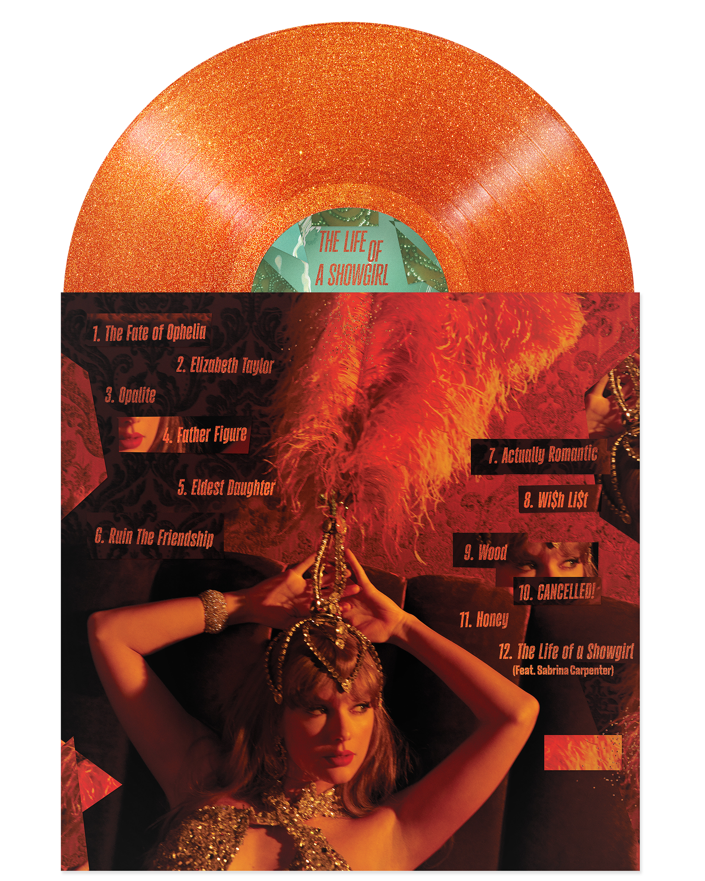 Taylor Swift - The Life of a Showgirl: Sweat and Vanilla Perfume Portofino Orange Glitter Vinyl