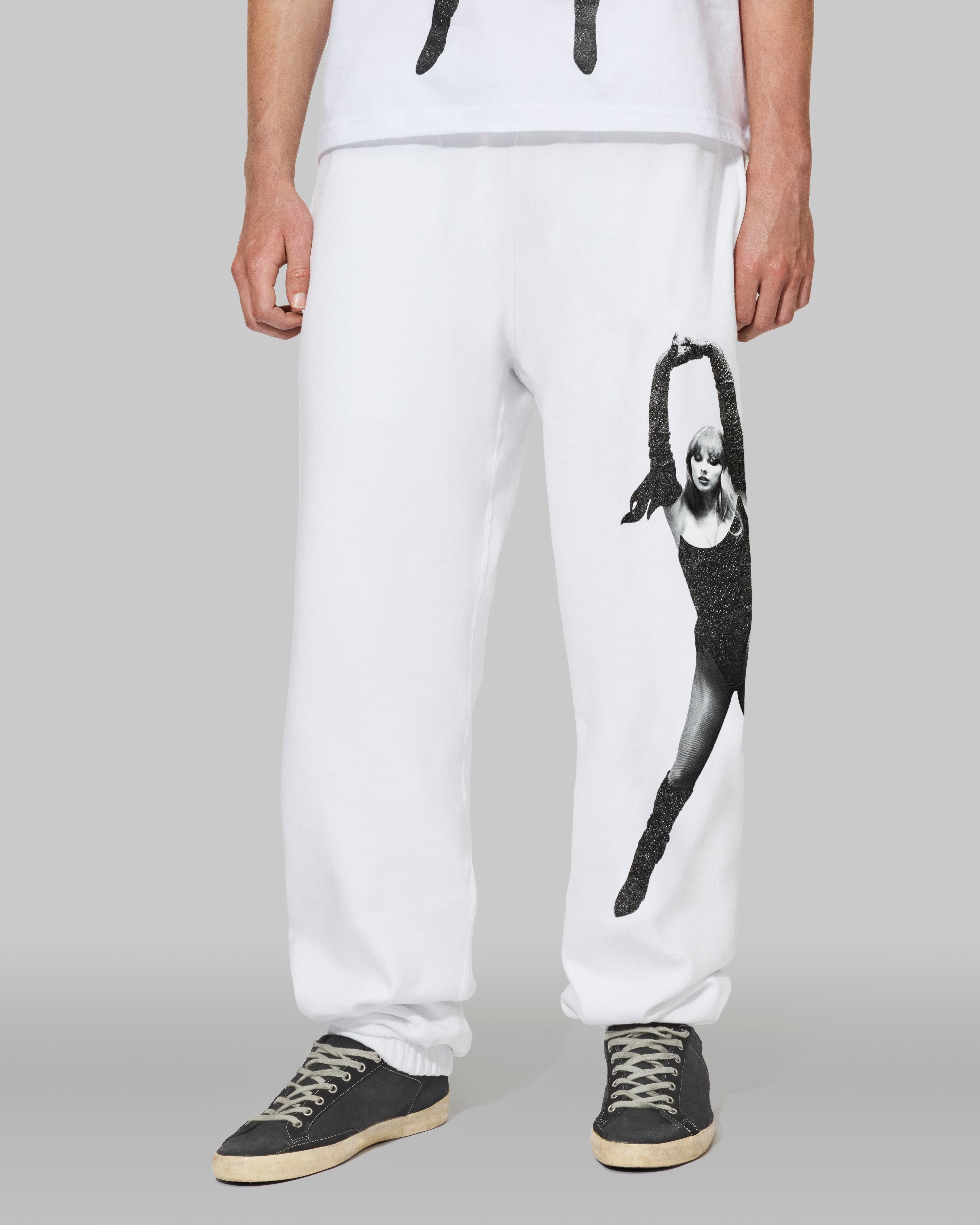 The Life of a Showgirl Shiny Bug White Sweatpants