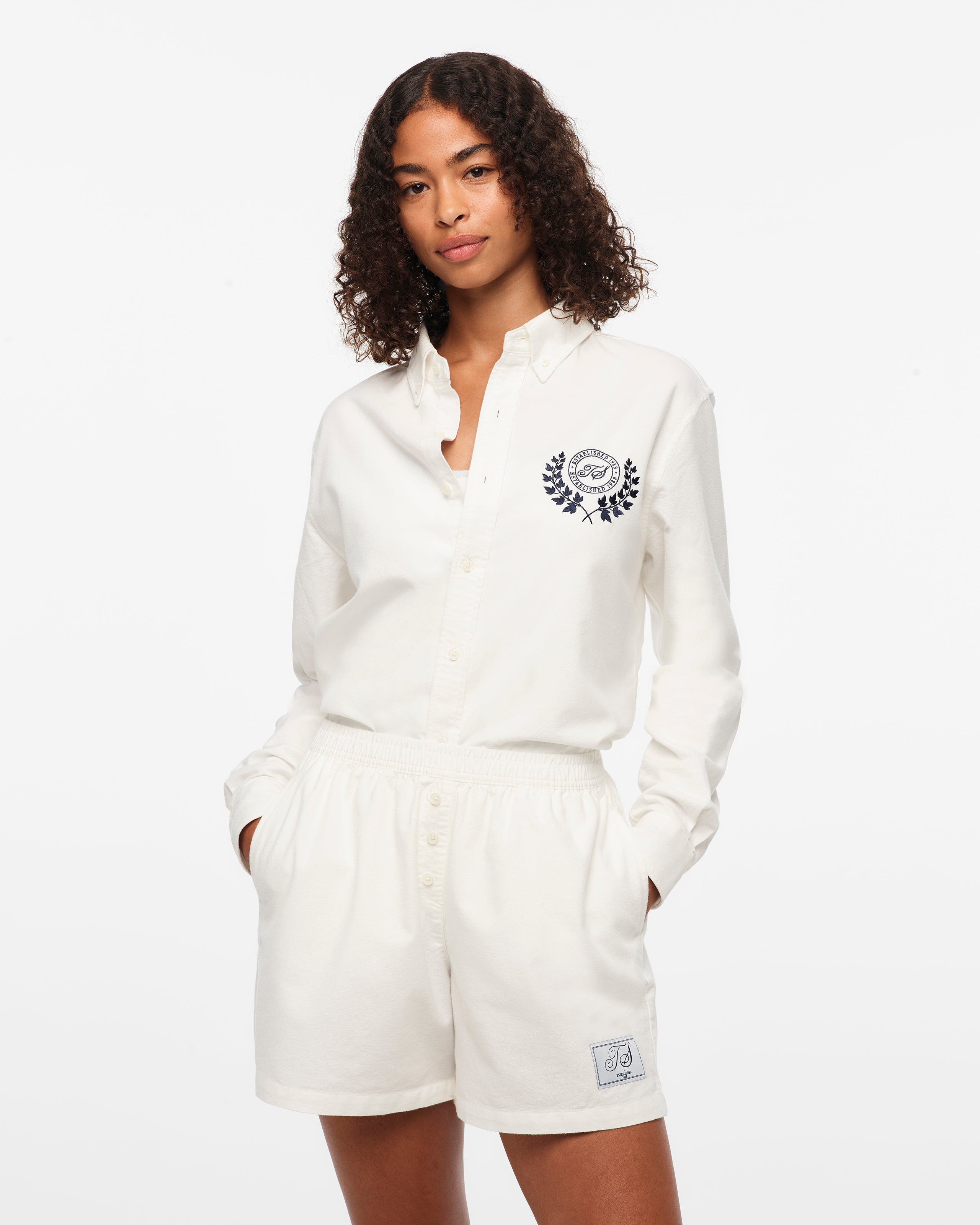 Taylor Swift - TS Crest White Oxford Shorts