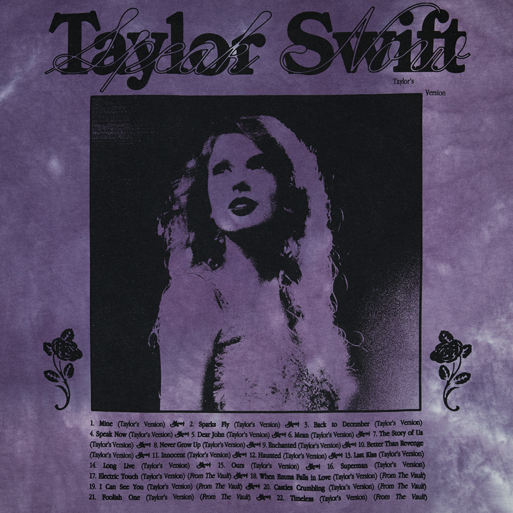 Taylor Swift - Speak Now (Taylor's Version) Tracklist Purple Tie Dye T-Shirt